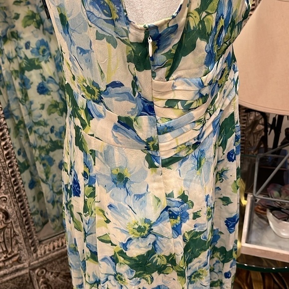 Midi silk/cotton/poly  blend V neck side zip sleeveless floaty dress NWT - Picture 6 of 12